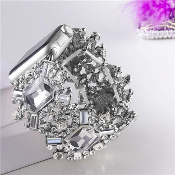 Bling Bands Compatible with Apple Watch Band, Diamond Rhinestone Metal Wristband - Picture 7 of 8